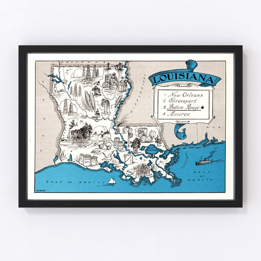 Vintage map of Louisiana, 1931