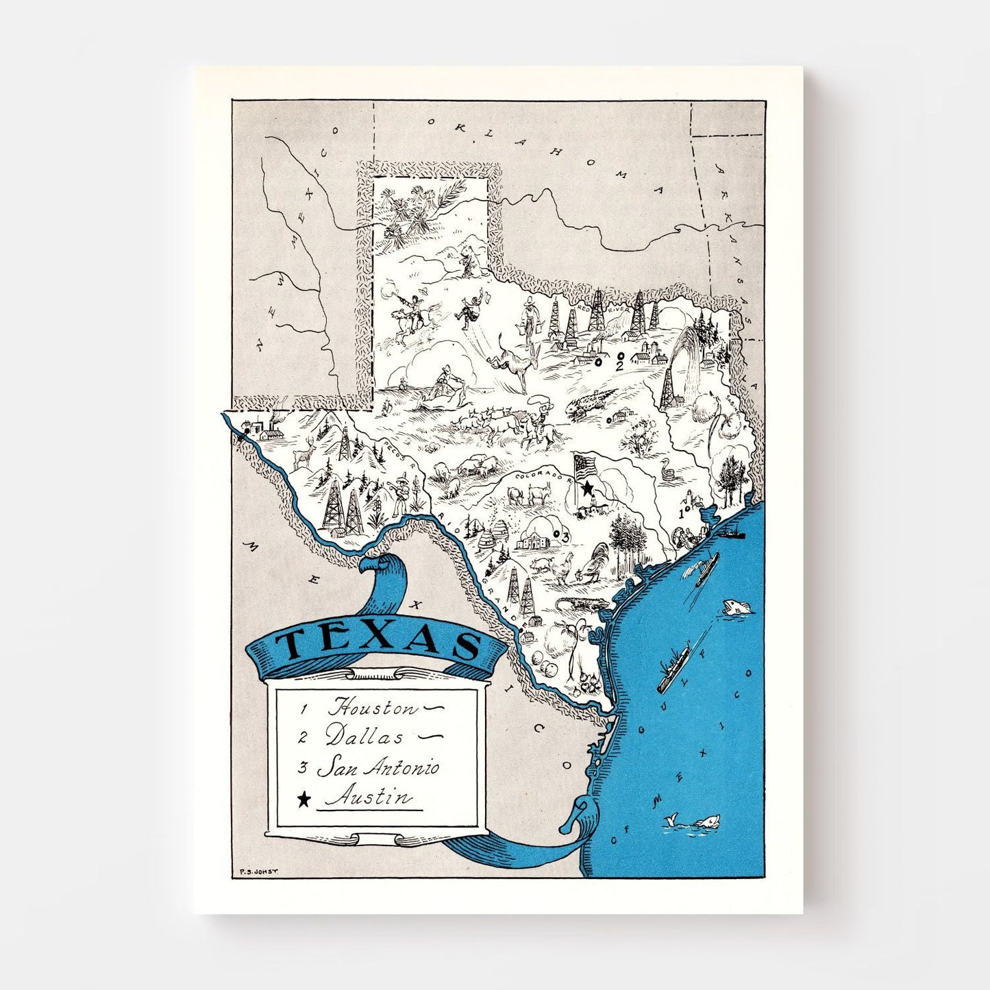 Vintage Map of Texas, 1931