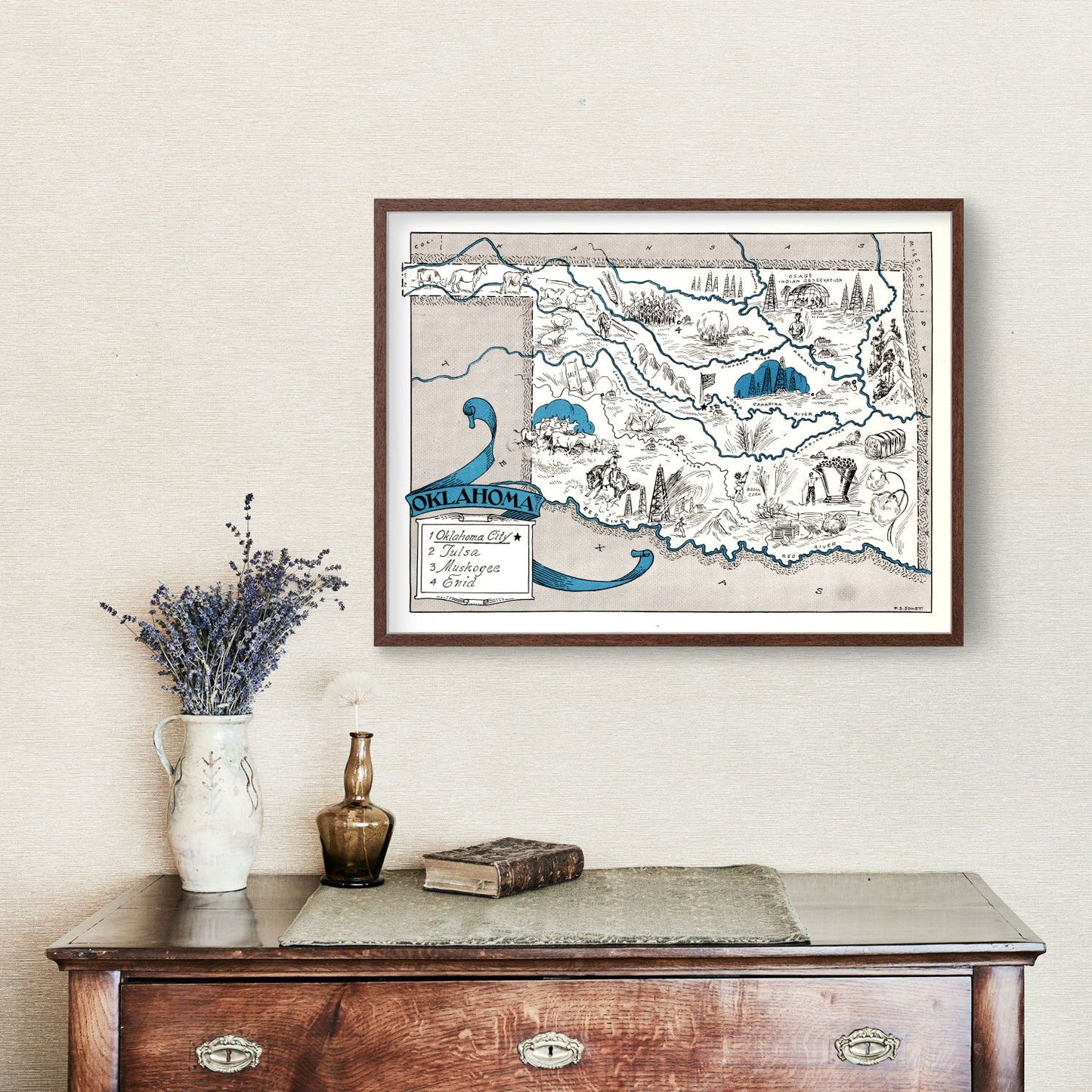 Vintage Map of Oklahoma, 1931