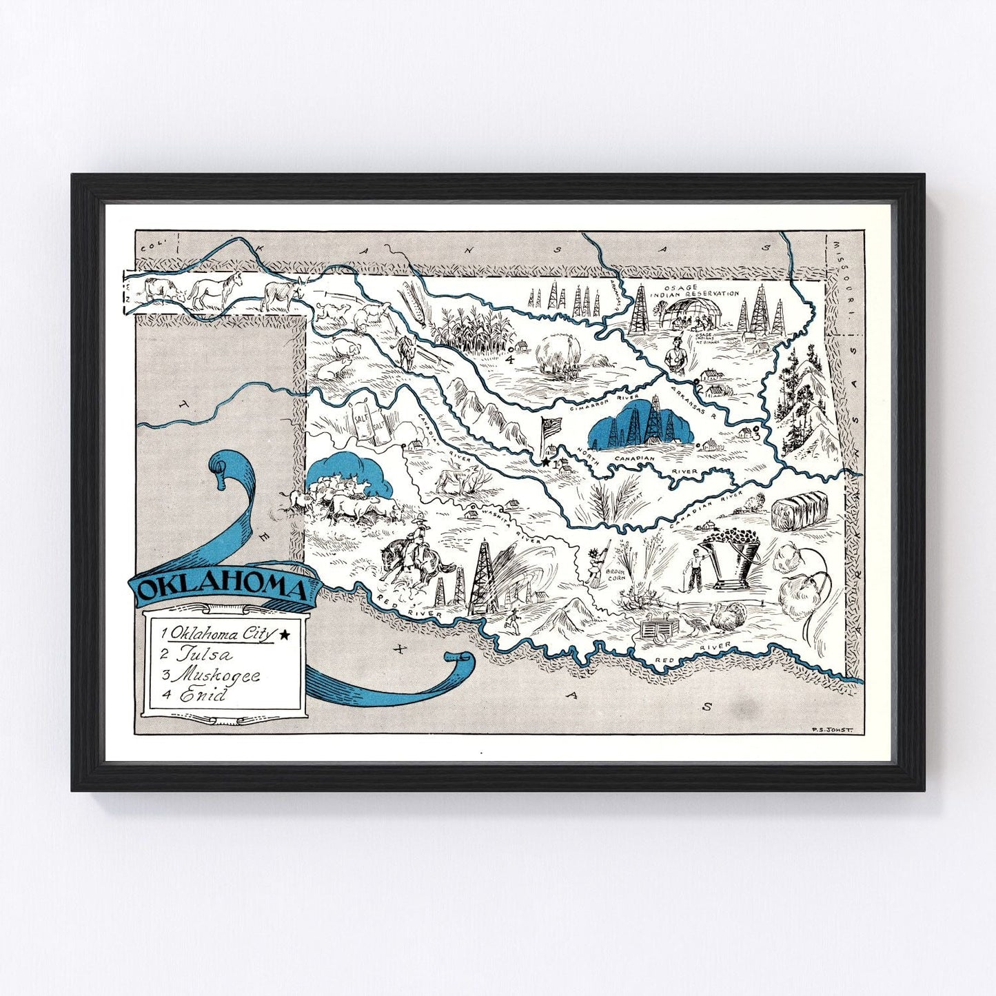 Vintage map of Oklahoma, 1931