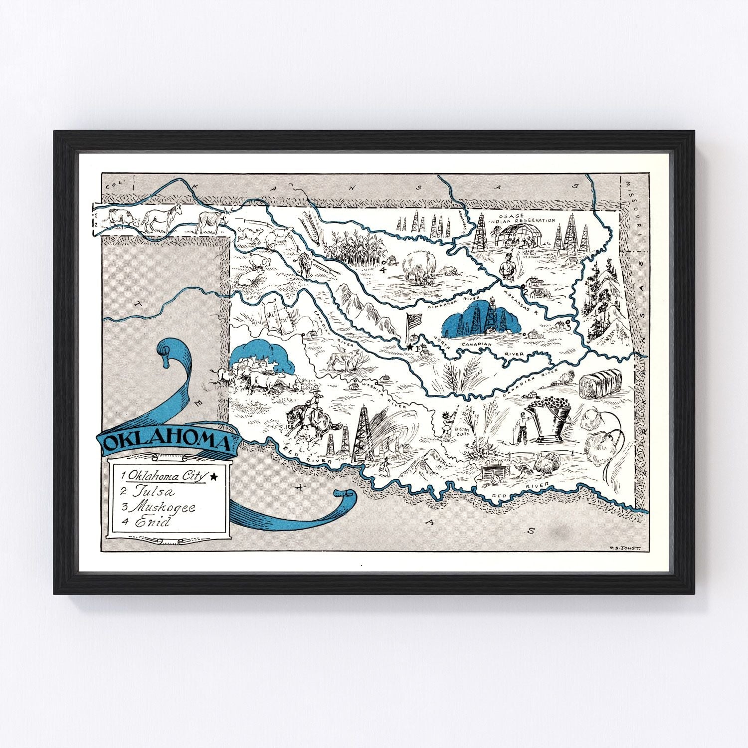 Vintage map of Oklahoma, 1931