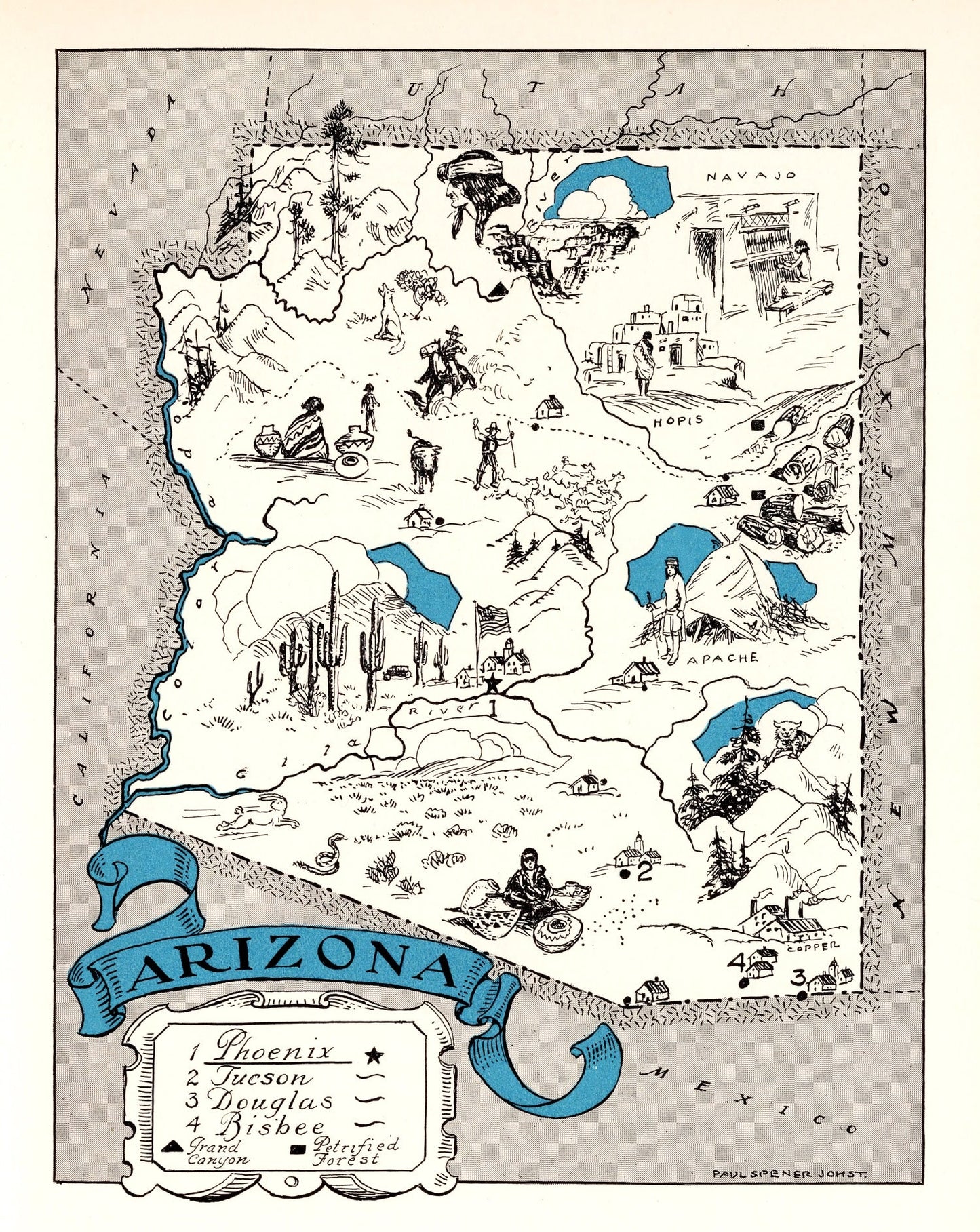 Vintage Map of Arizona, 1931