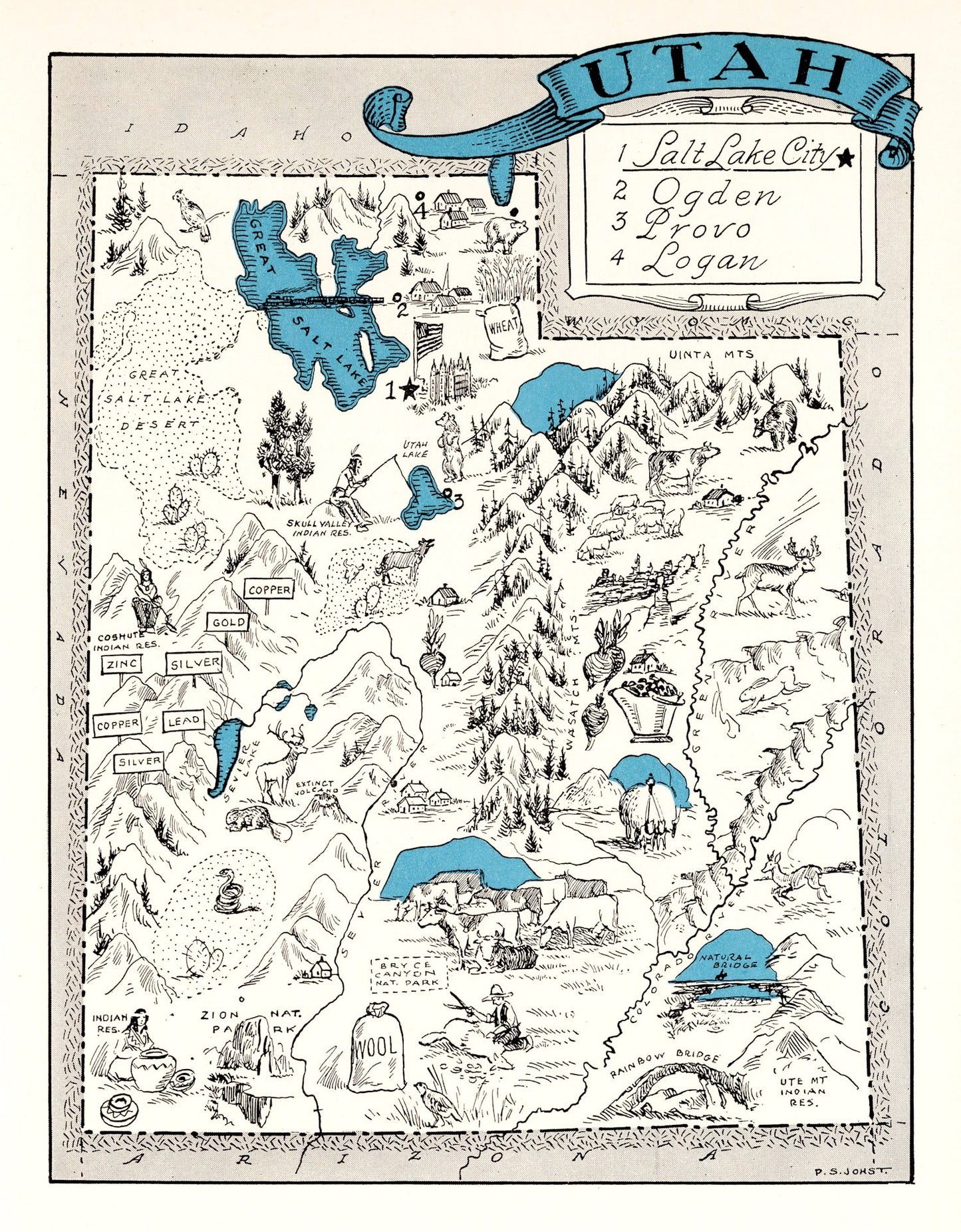 Vintage Map of Utah, 1931