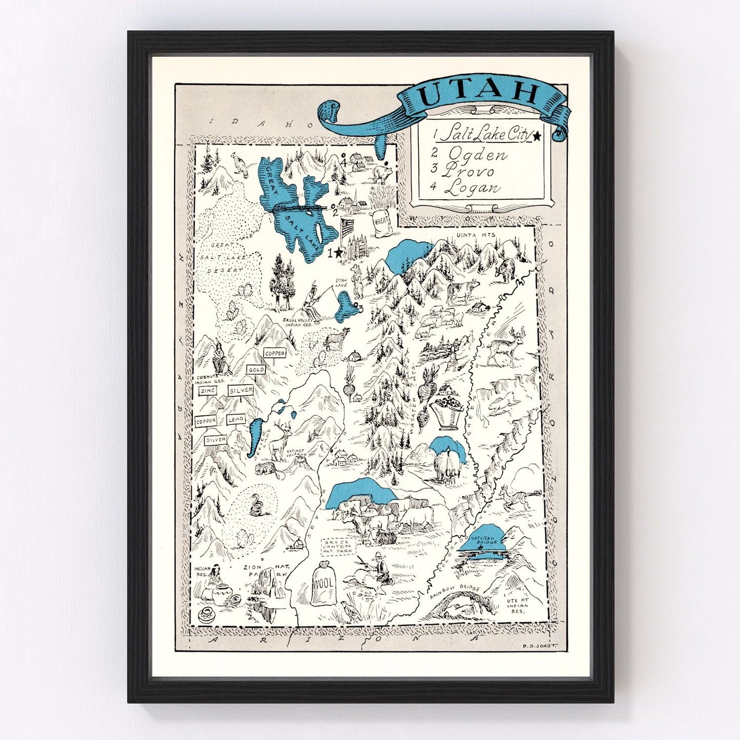 Vintage map of Utah, 1931