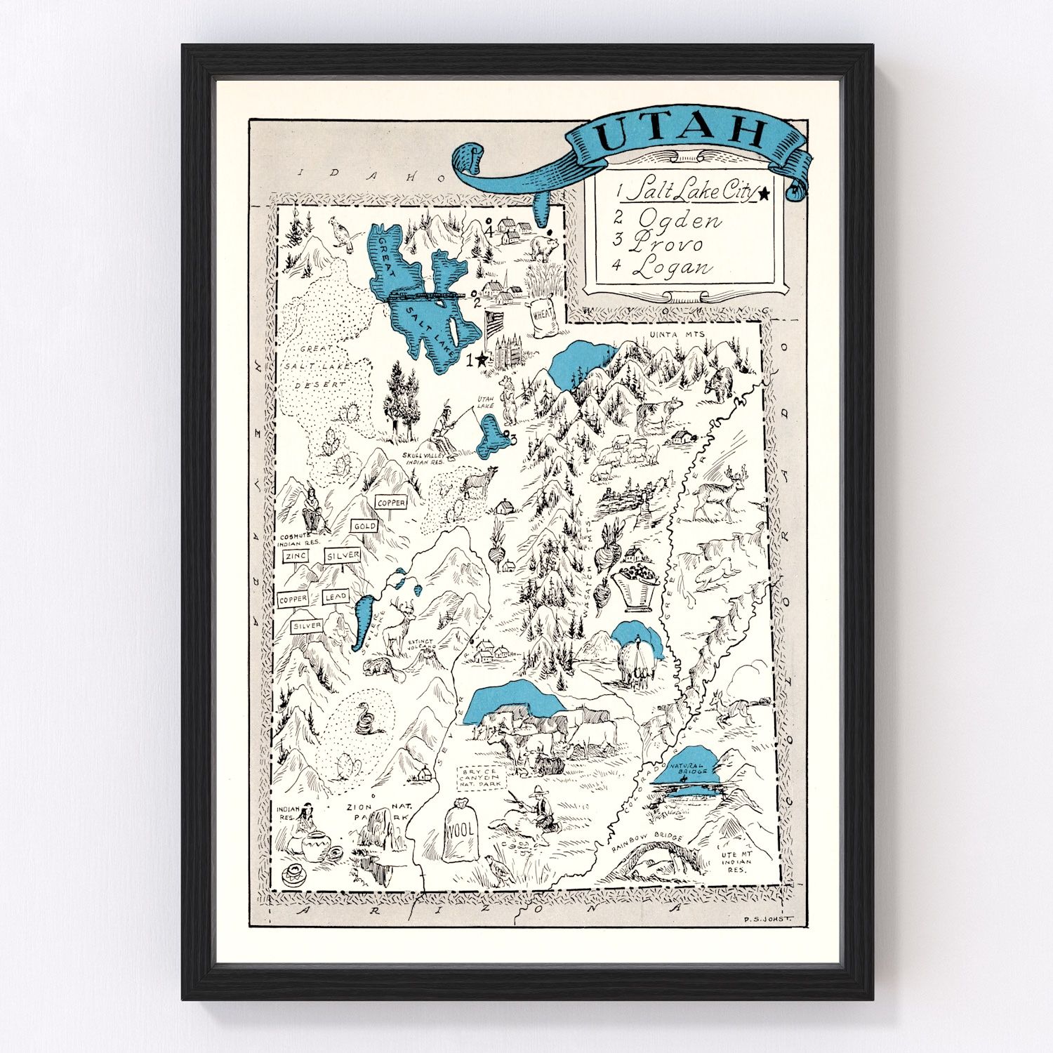 Vintage map of Utah, 1931