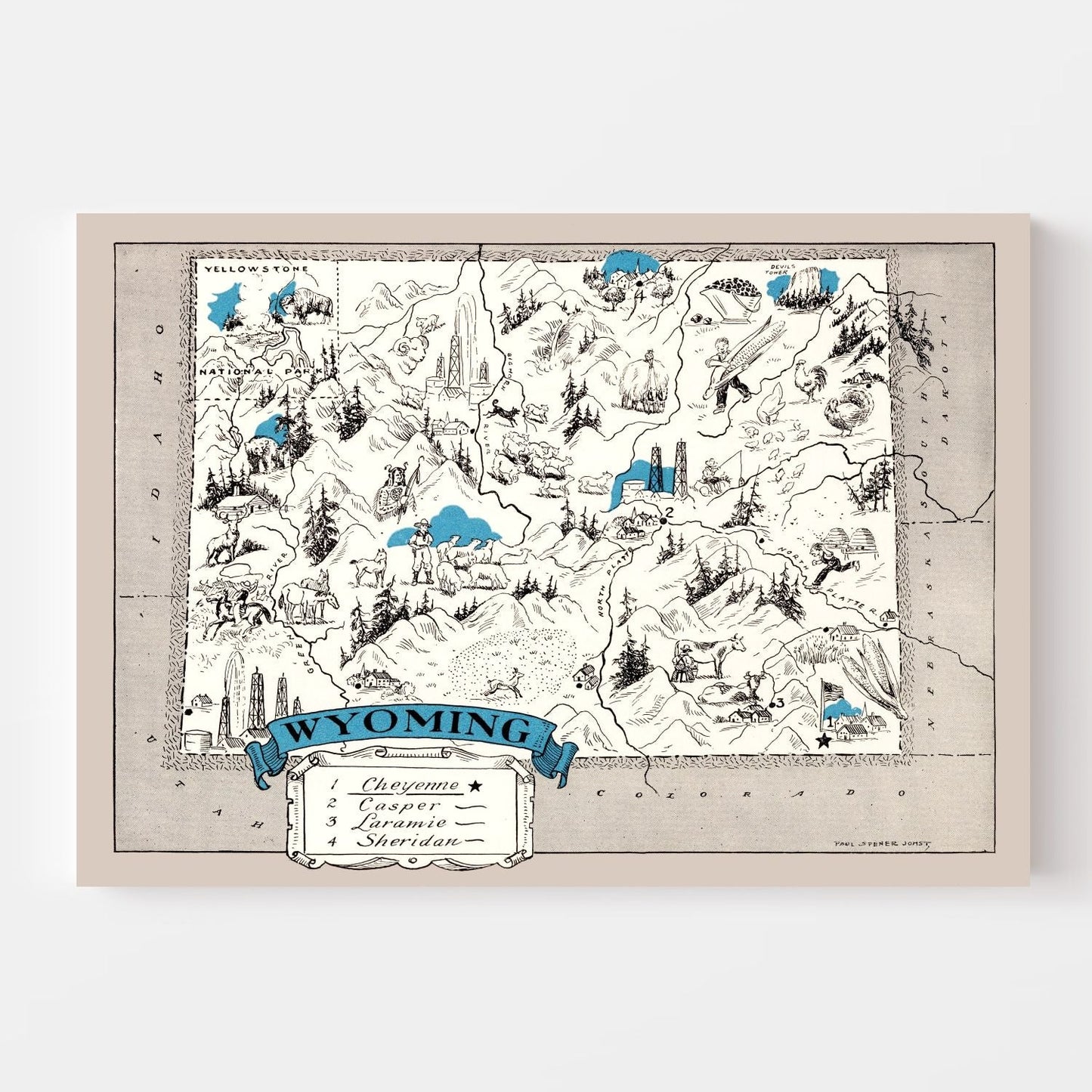 Vintage Map of Wyoming, 1931