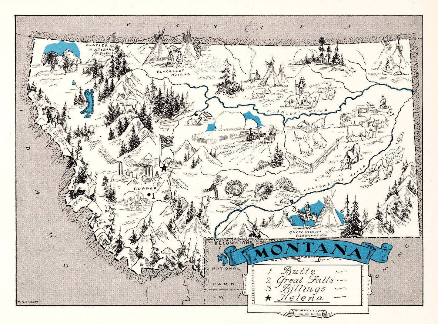 Vintage Map of Montana, 1931