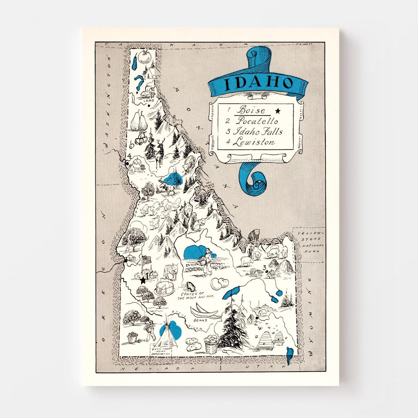 Vintage Map of Idaho, 1931