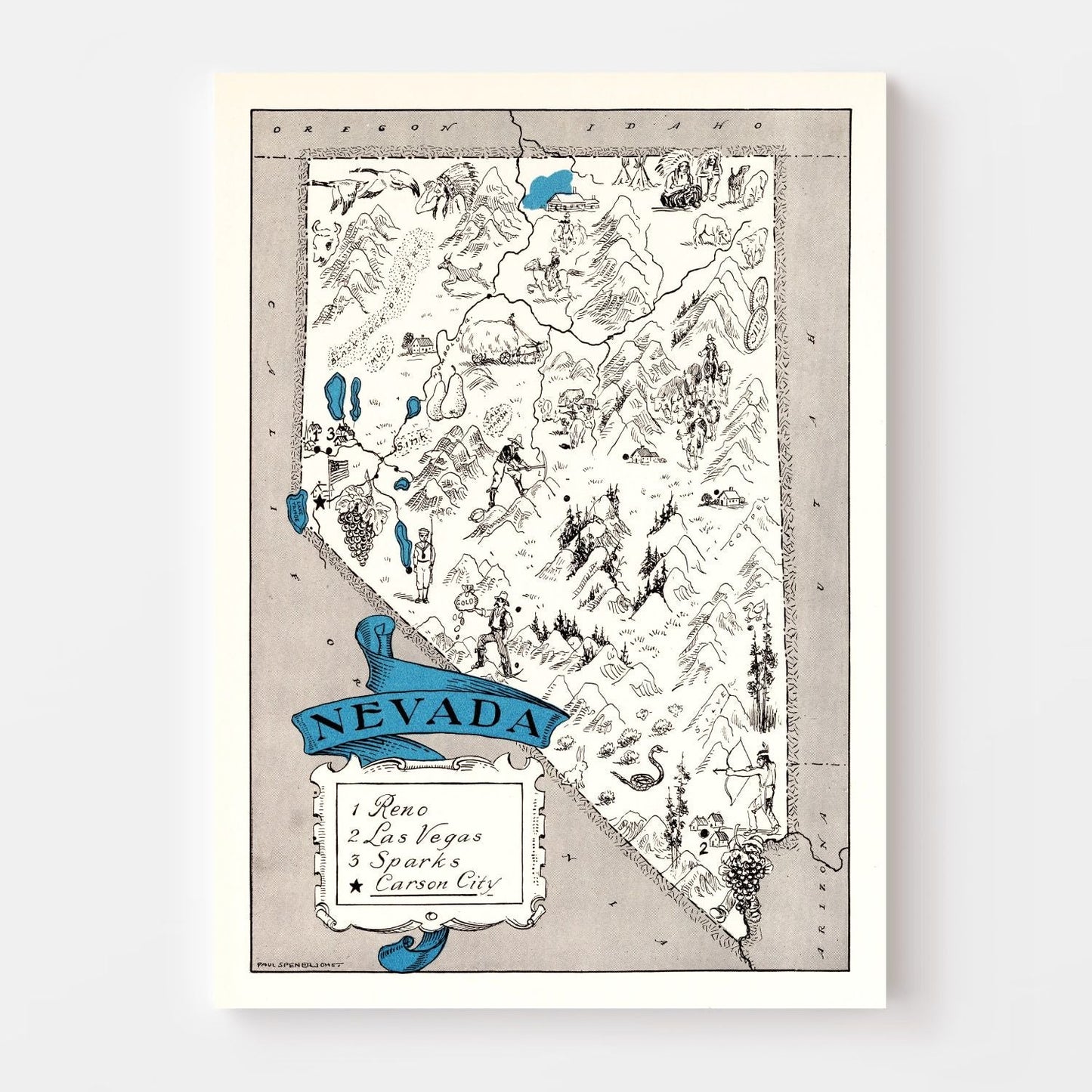 Vintage Map of Nevada, 1931