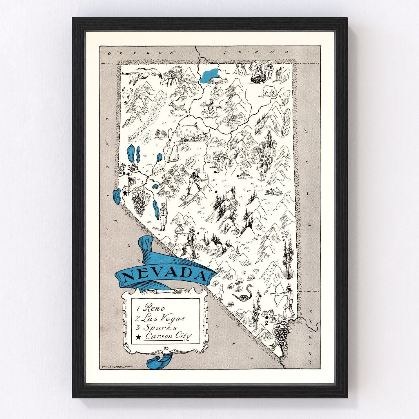 Vintage map of Nevada, 1931