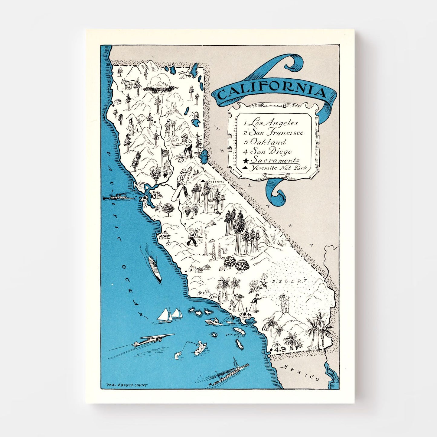 Vintage Map of California, 1931