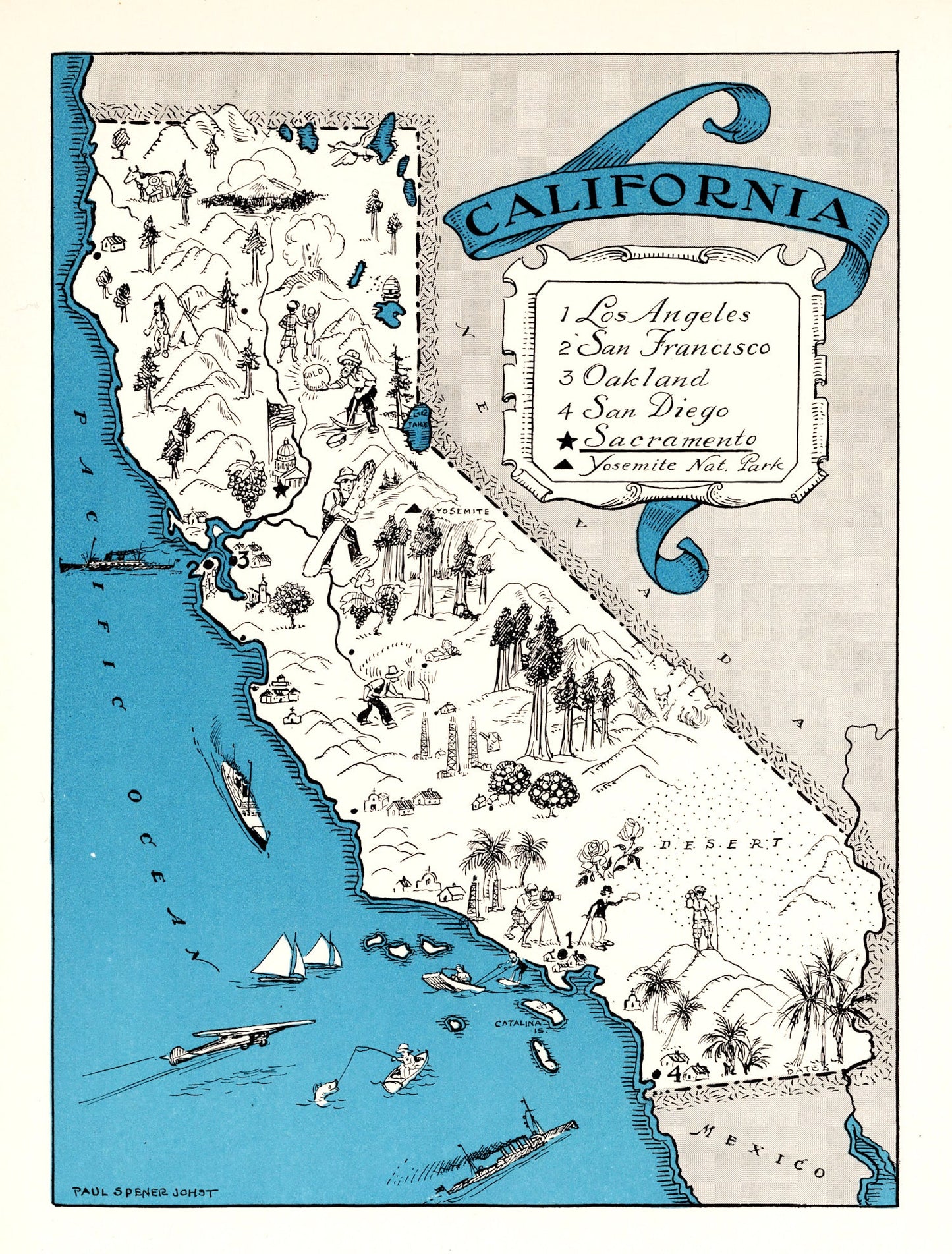 Vintage Map of California, 1931