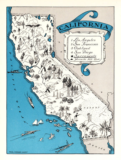 Vintage Map of California, 1931