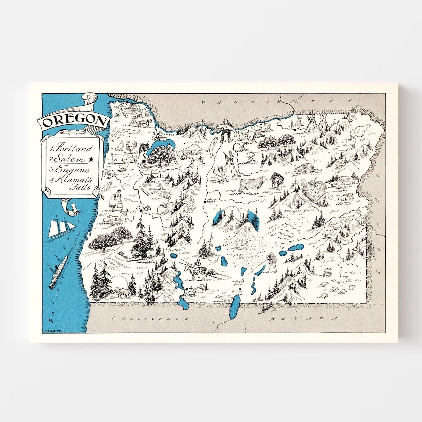 Vintage Map of Oregon, 1931