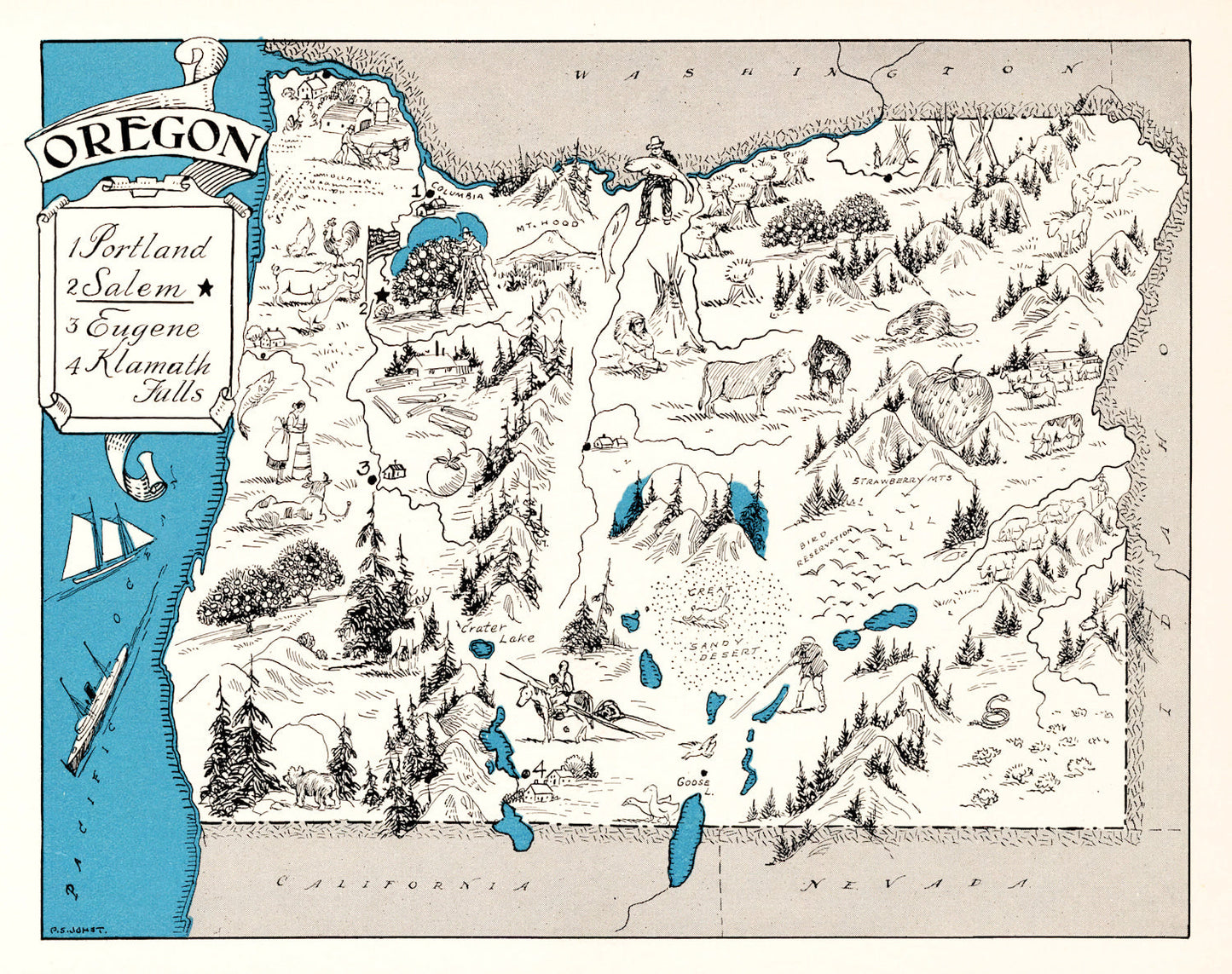 Vintage Map of Oregon, 1931
