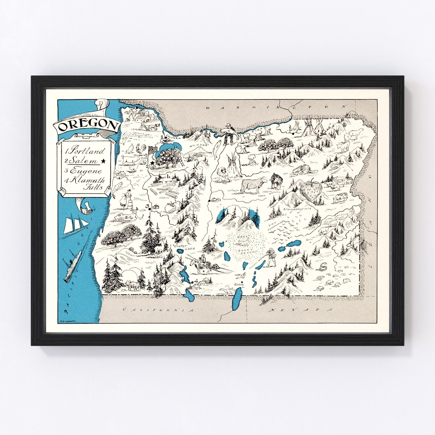 Vintage map of Oregon, 1931
