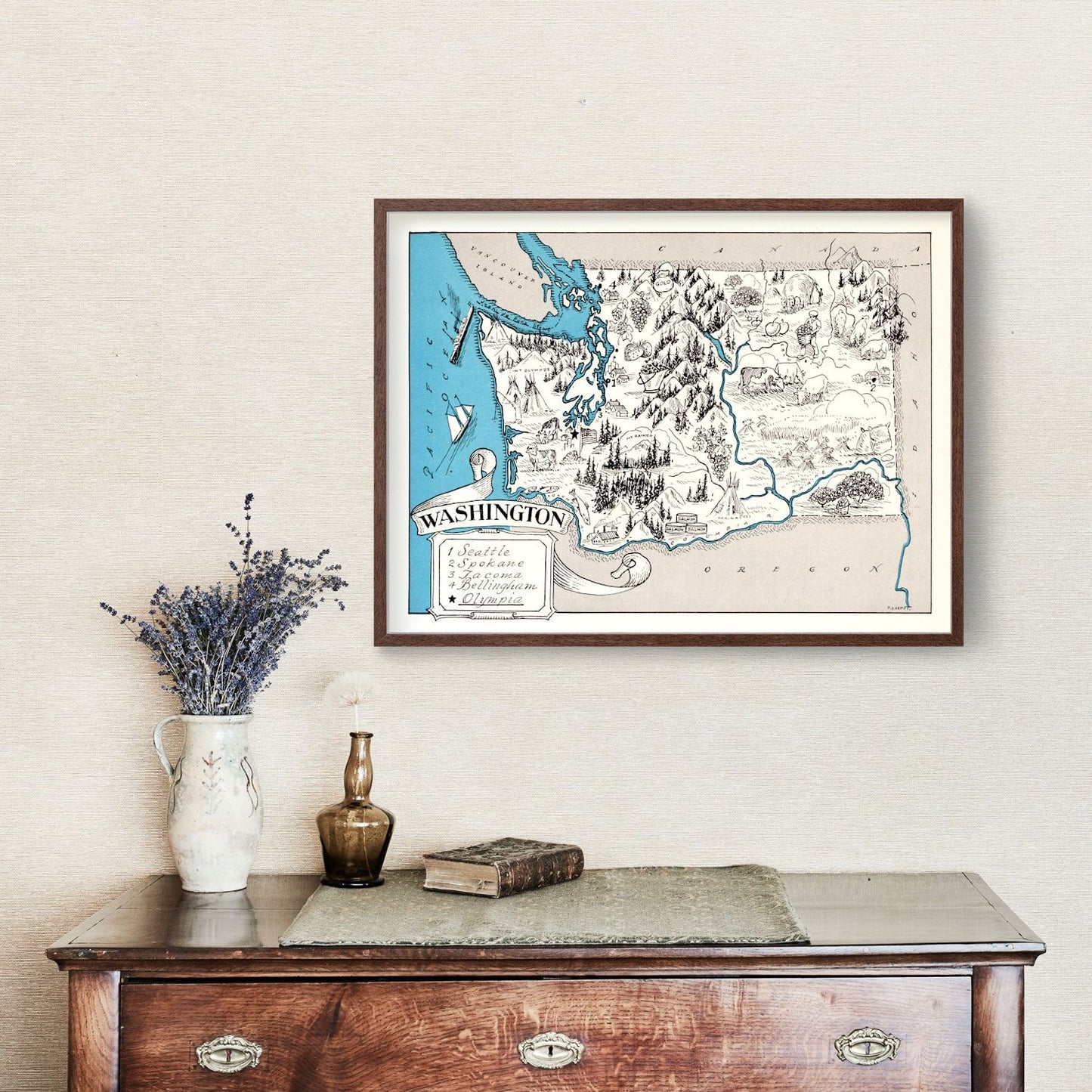 Vintage Map of Washington State, 1931