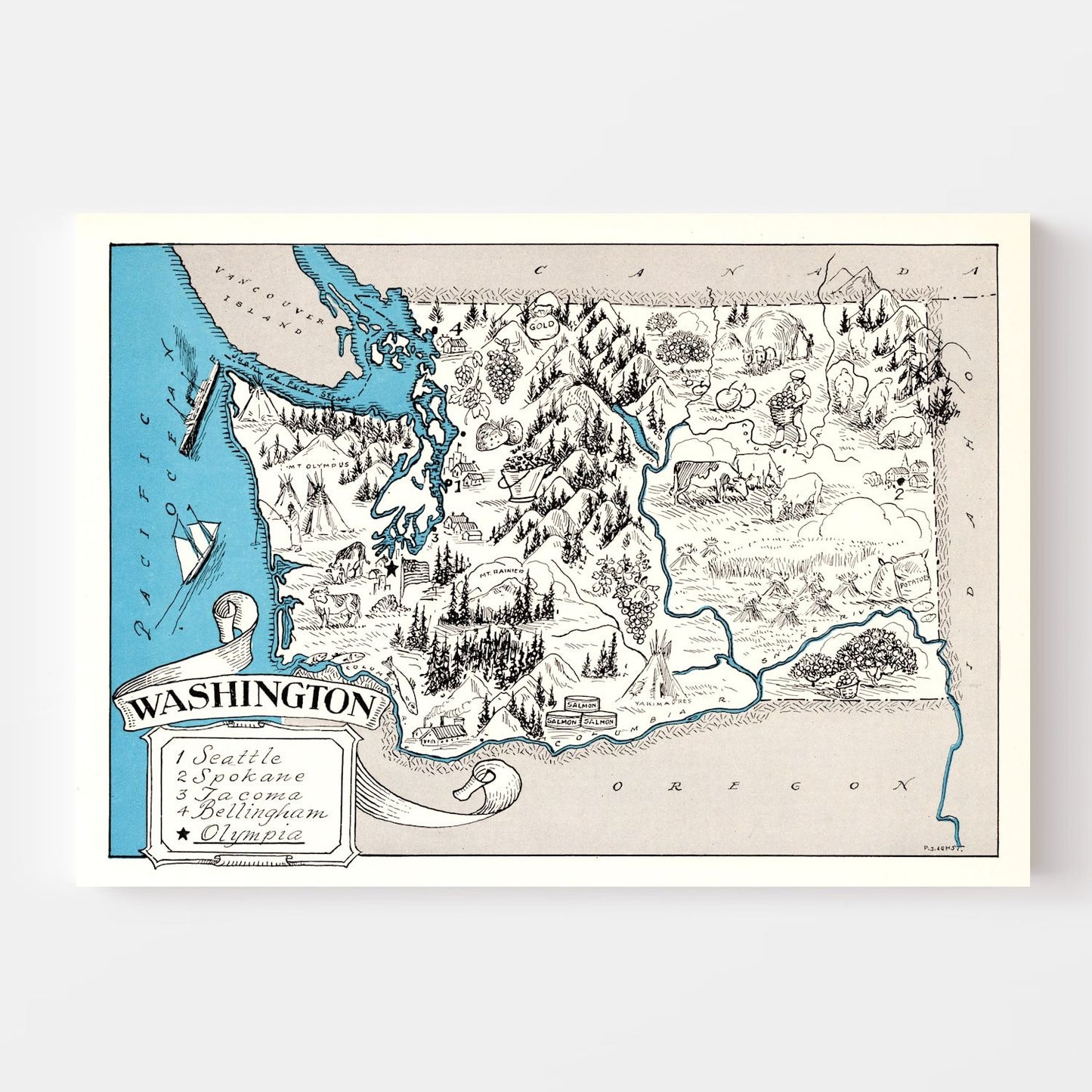 Vintage Map of Washington State, 1931