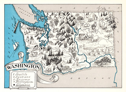 Vintage Map of Washington State, 1931