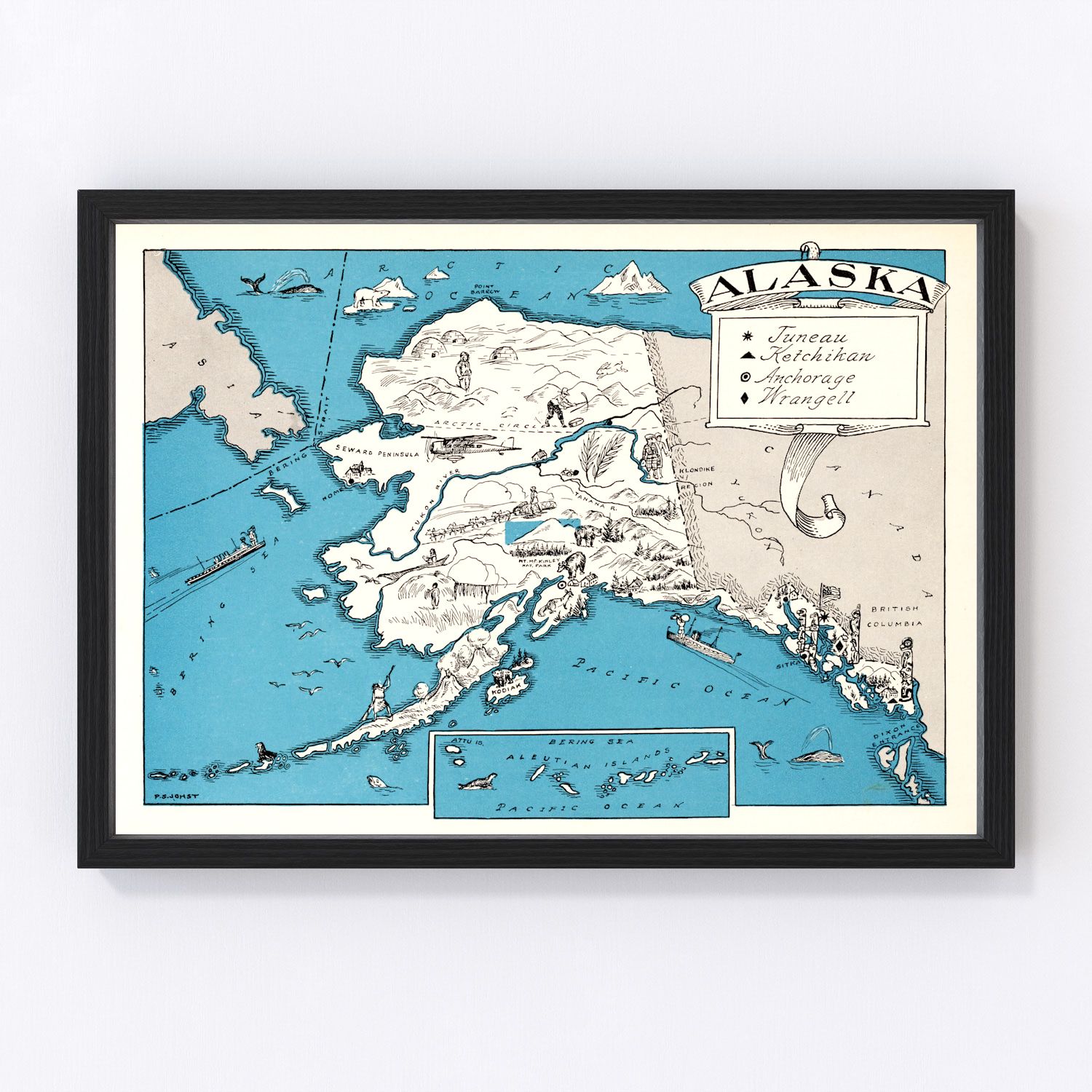 Vintage map of Alaska, 1931 - restored print