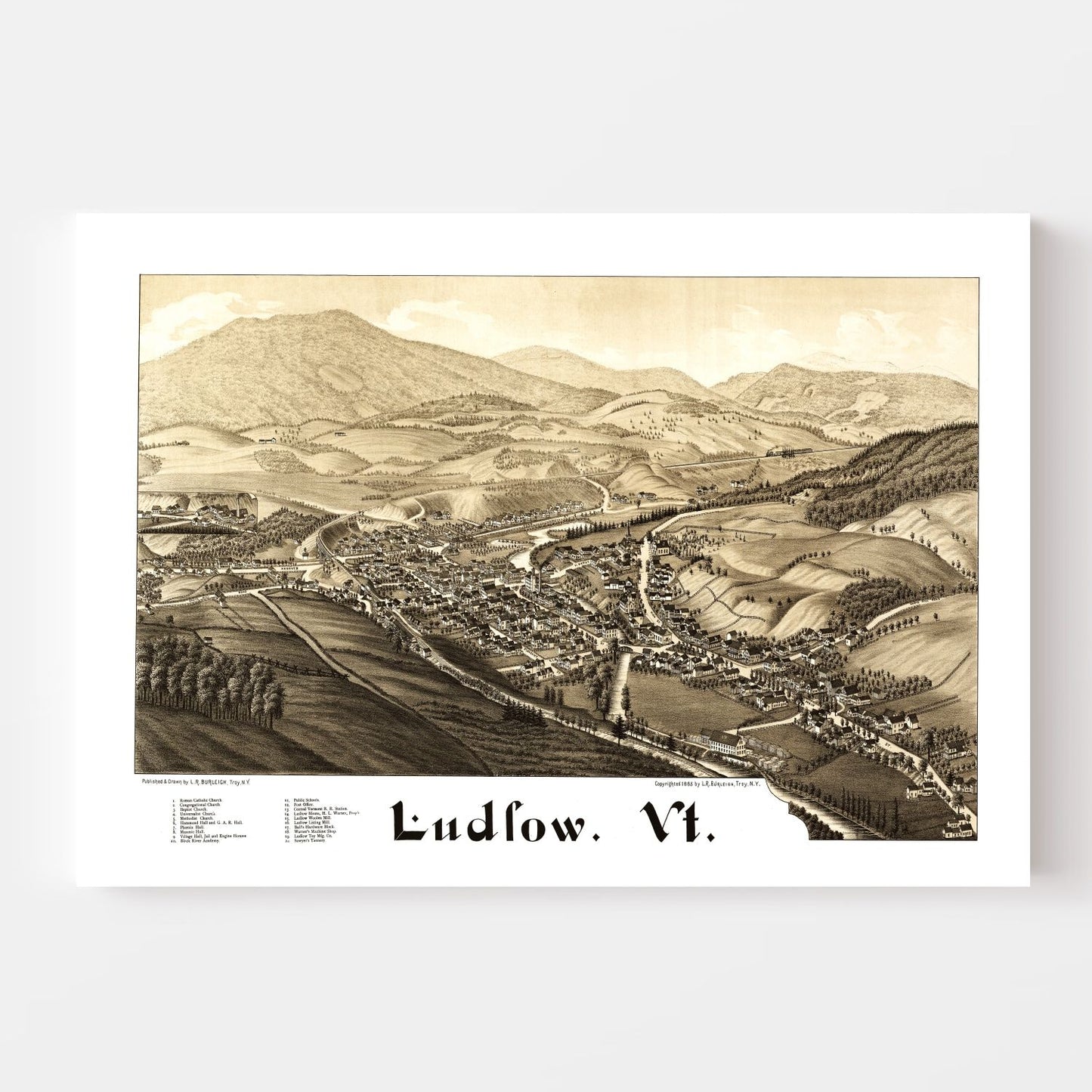Vintage Map of Ludlow, Vermont, 1885