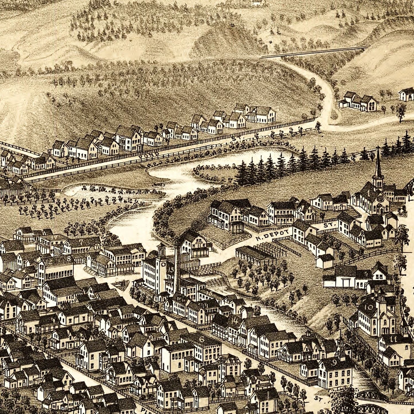 Vintage Map of Ludlow, Vermont, 1885