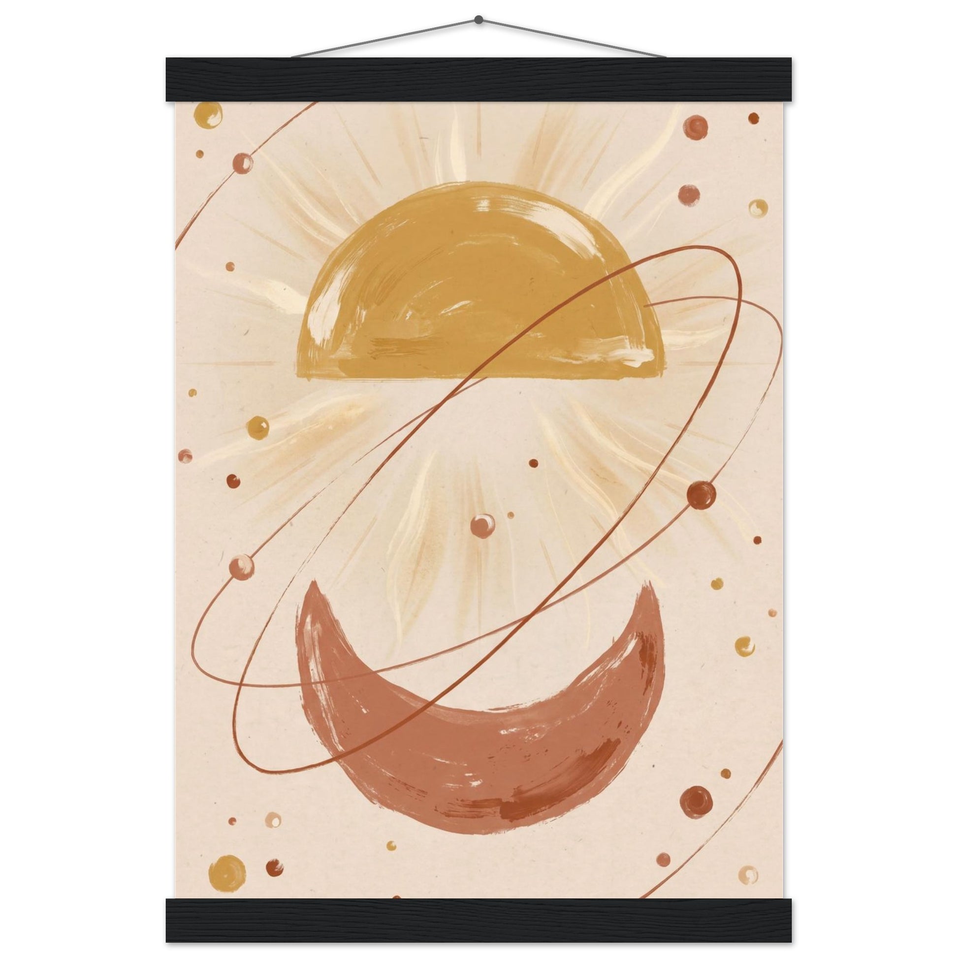 Golden Arc Celestial Boho Wall Art - A3 (29.7 x 42 cm) / Museum-Quality Matte Paper Poster with Hanger - Black wall hanger - Sparkycare