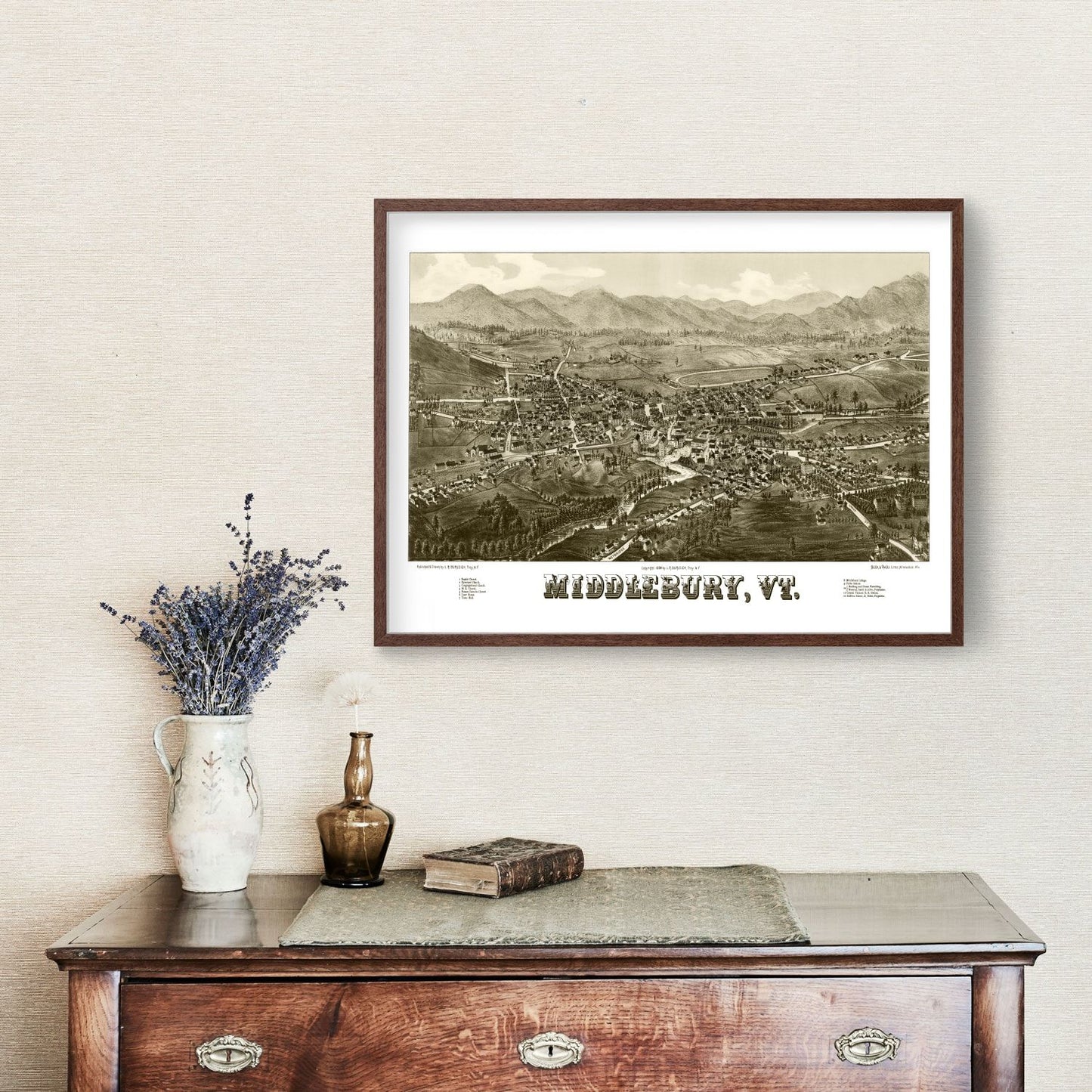 Vintage Map of Middlebury, Vermont, 1886