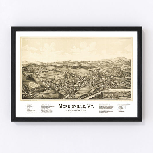 vintage map of Morrisville, Vermont, 1889