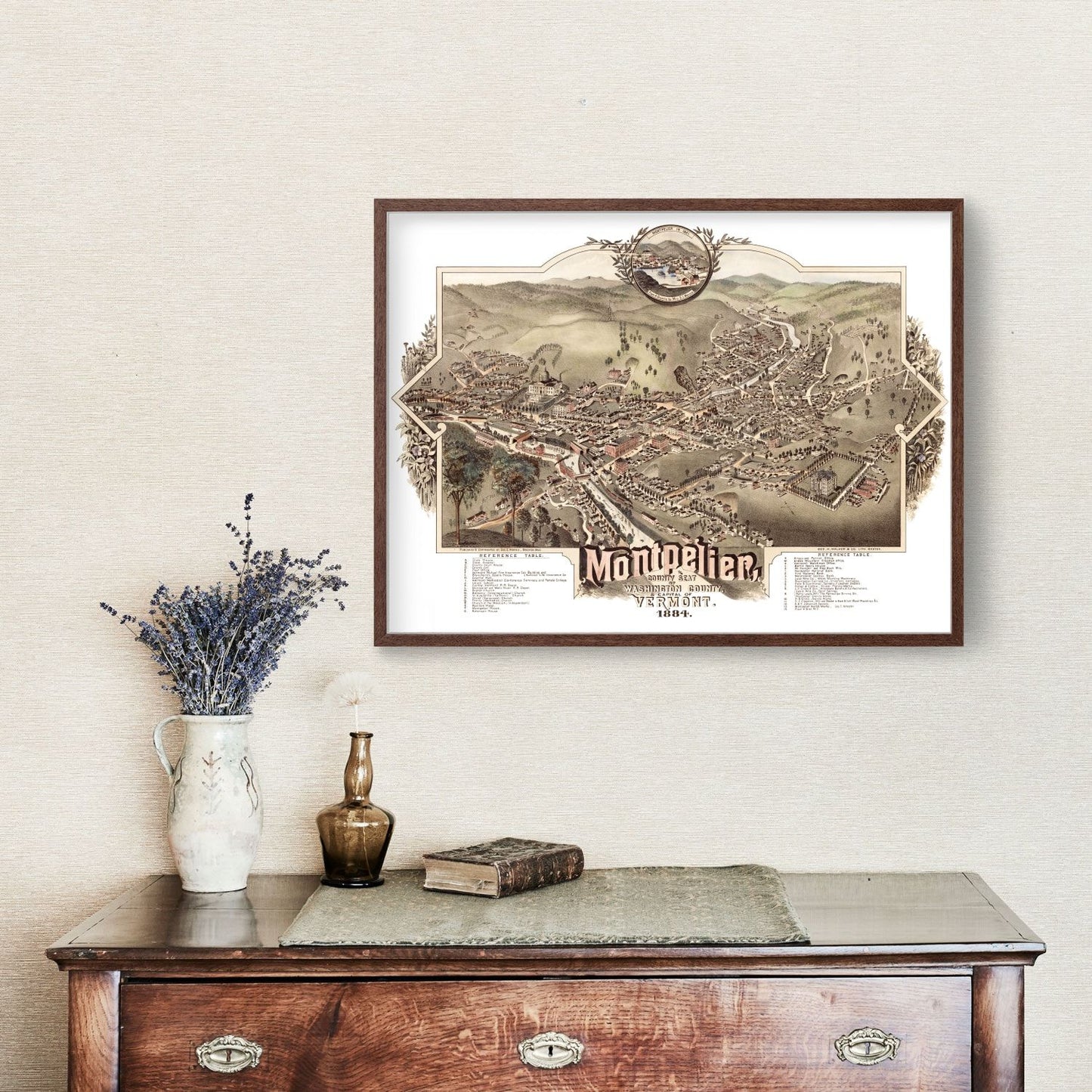 Vintage Map of Montpelier, Vermont, 1884
