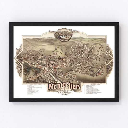 Vintage map of Montpelier, Washington County, Vermont, 1884