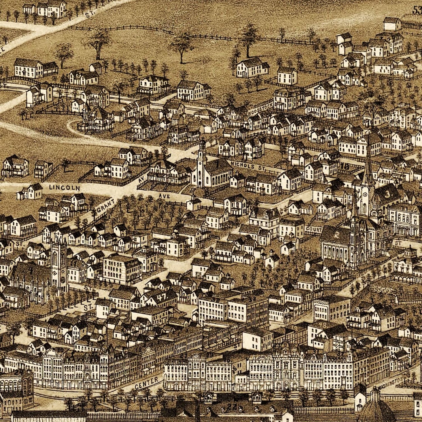 Vintage Map of Rutland, Vermont, 1885