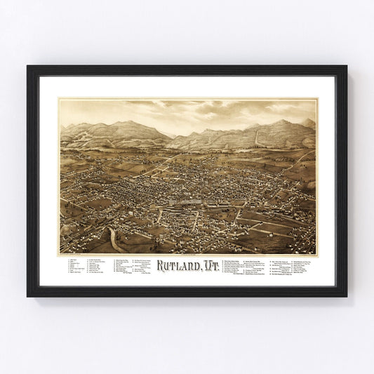 vintage map of Rutland, Vermont, 1885