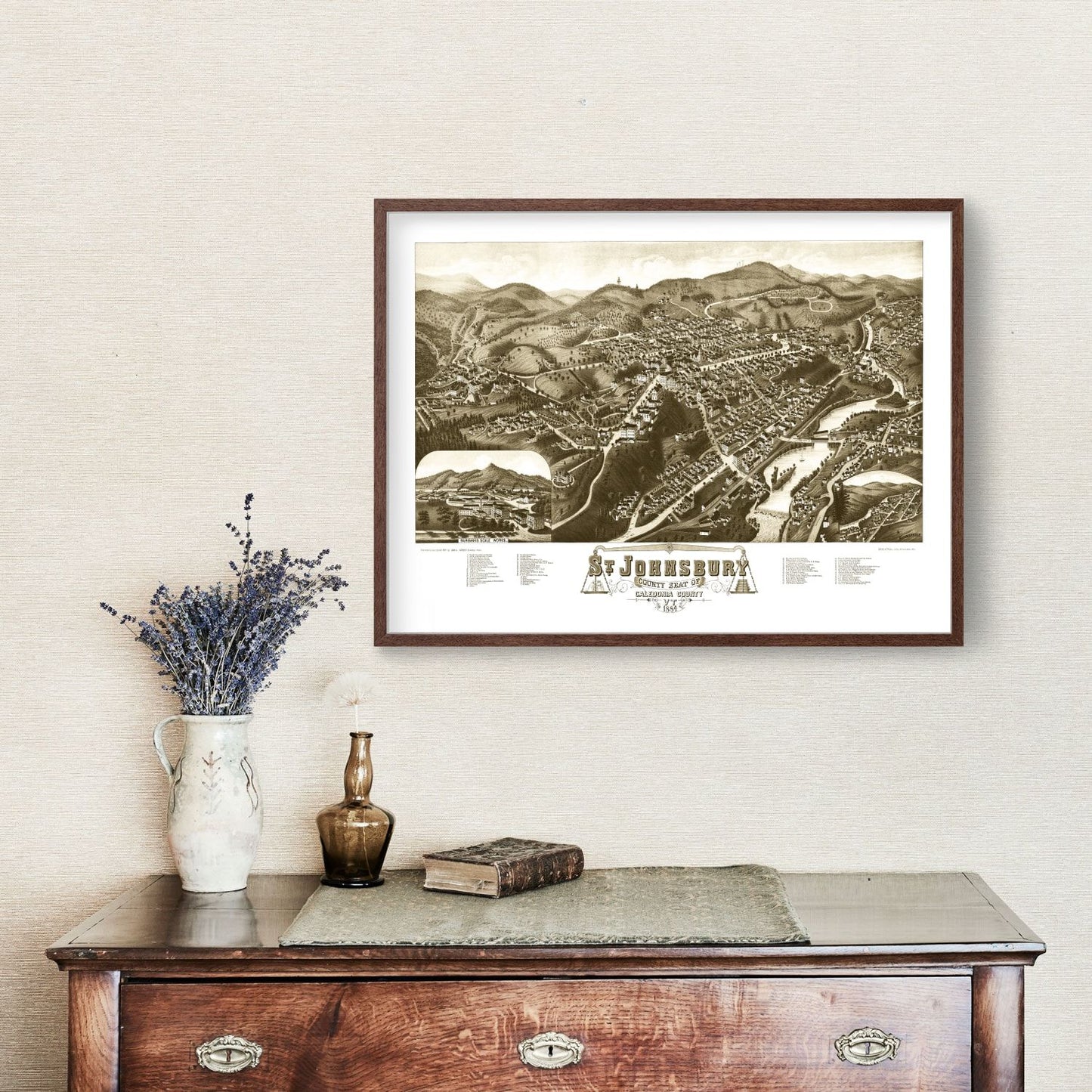 Vintage Map of St. Johnsbury, Vermont, 1884