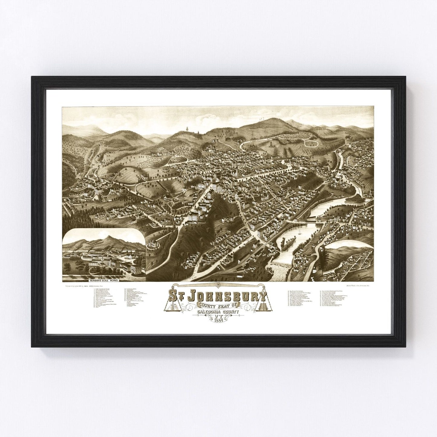 Vintage map of St. Johnsbury, Vermont, 1884
