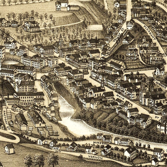 Vintage Map of Springfield, Vermont, 1886