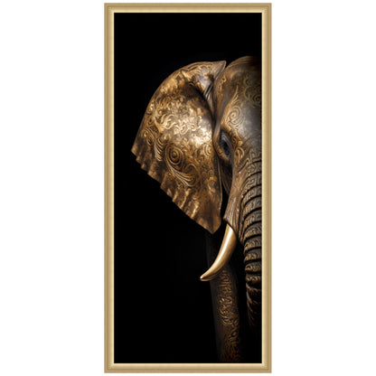 Midnight mandala zen peaceful elephant framed wall art in a gold frame