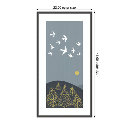 Framed Art Hilltop Flight Linocut Bird by Giuliana Lazzerini
