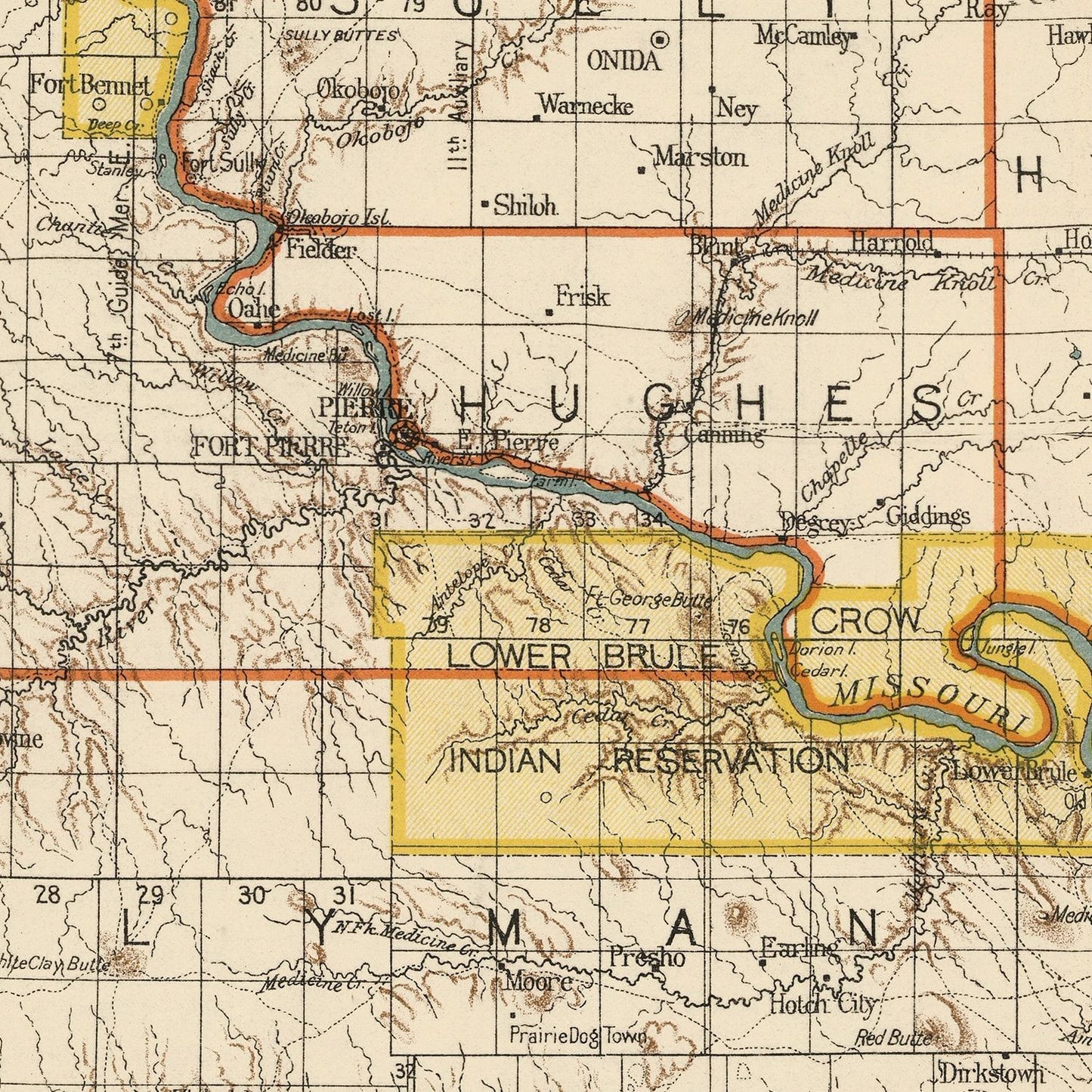 Vintage Map of South Dakota, 1901