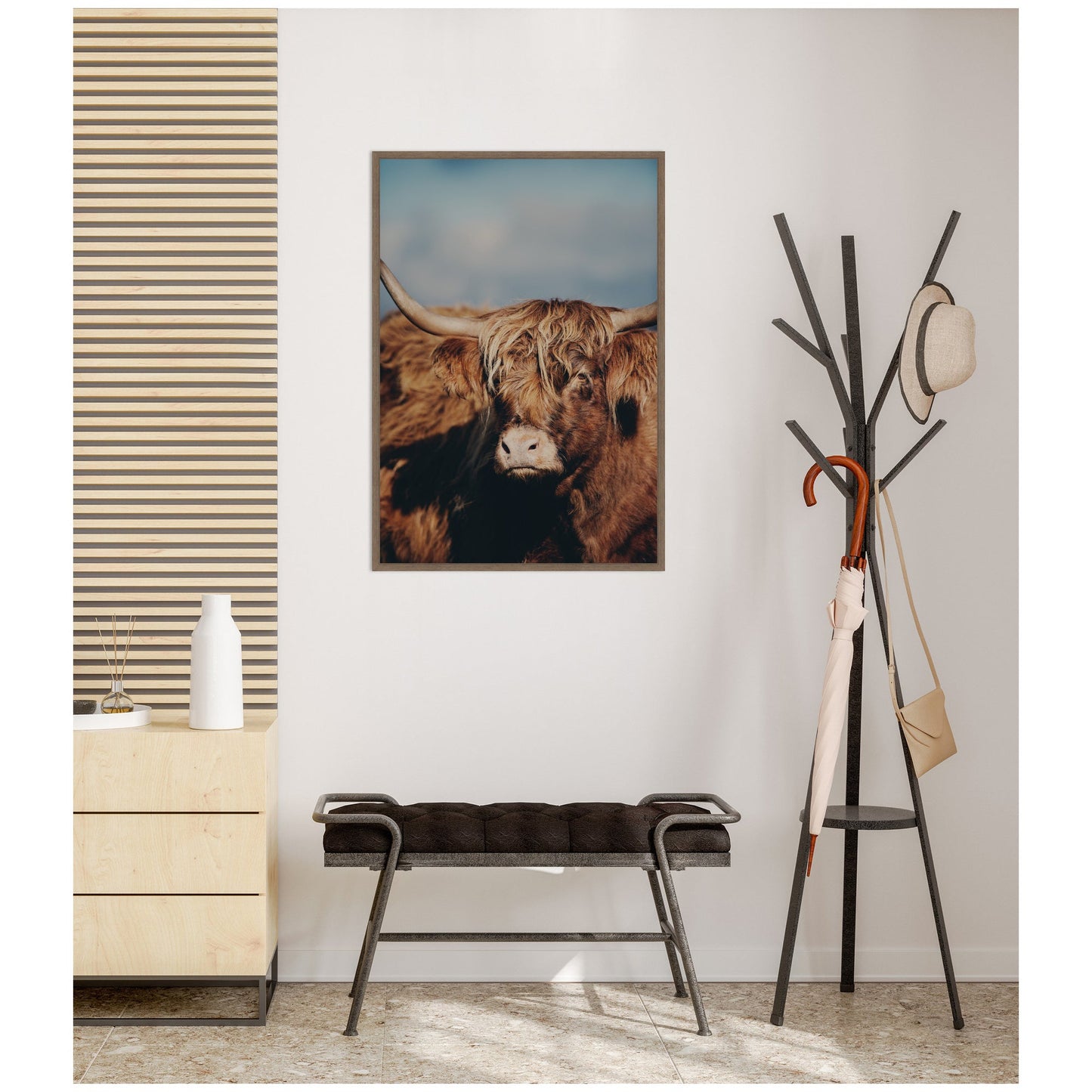 Highland Cow Portrait Framed Canvas Wall Art