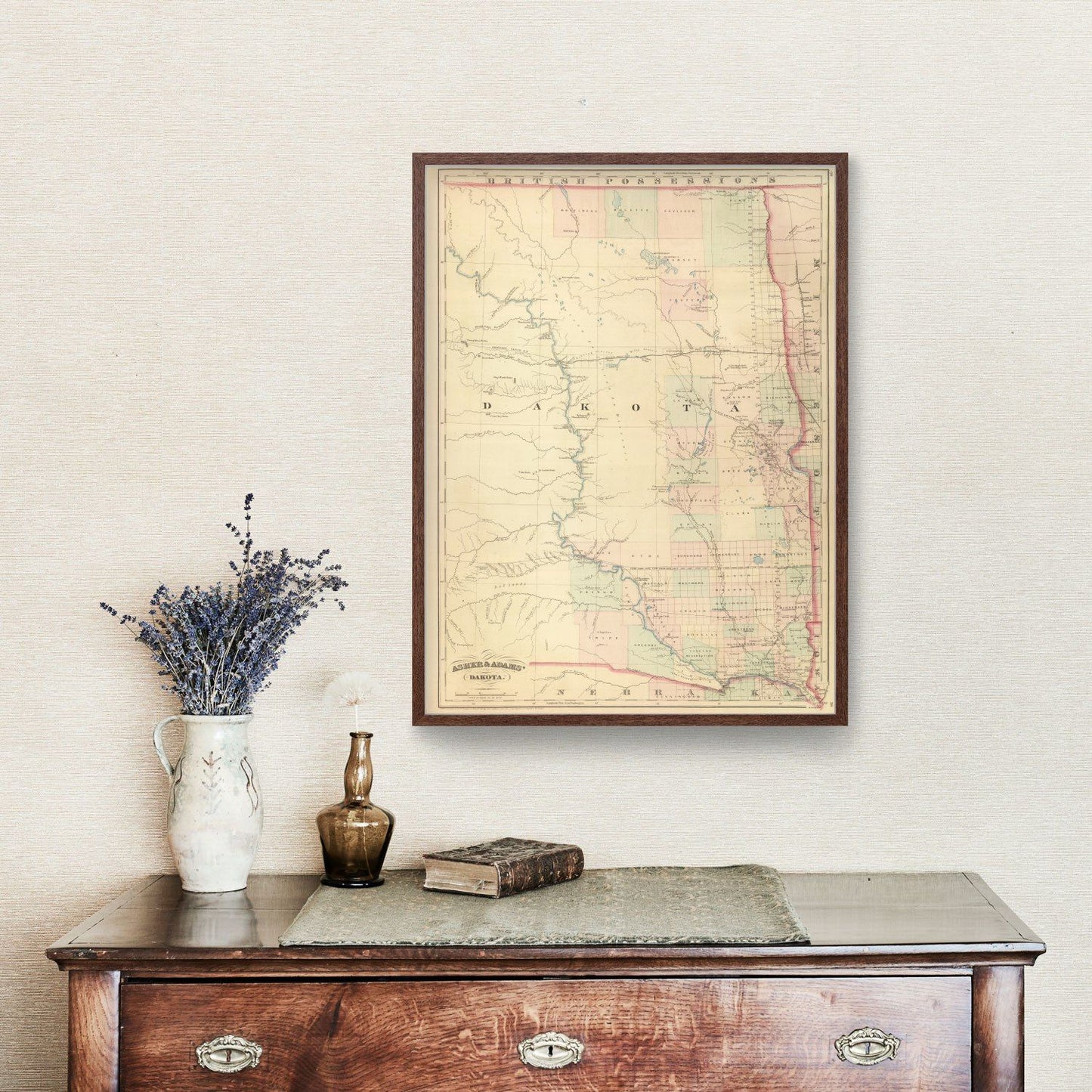 Vintage Map of Dakota Territory, 1875