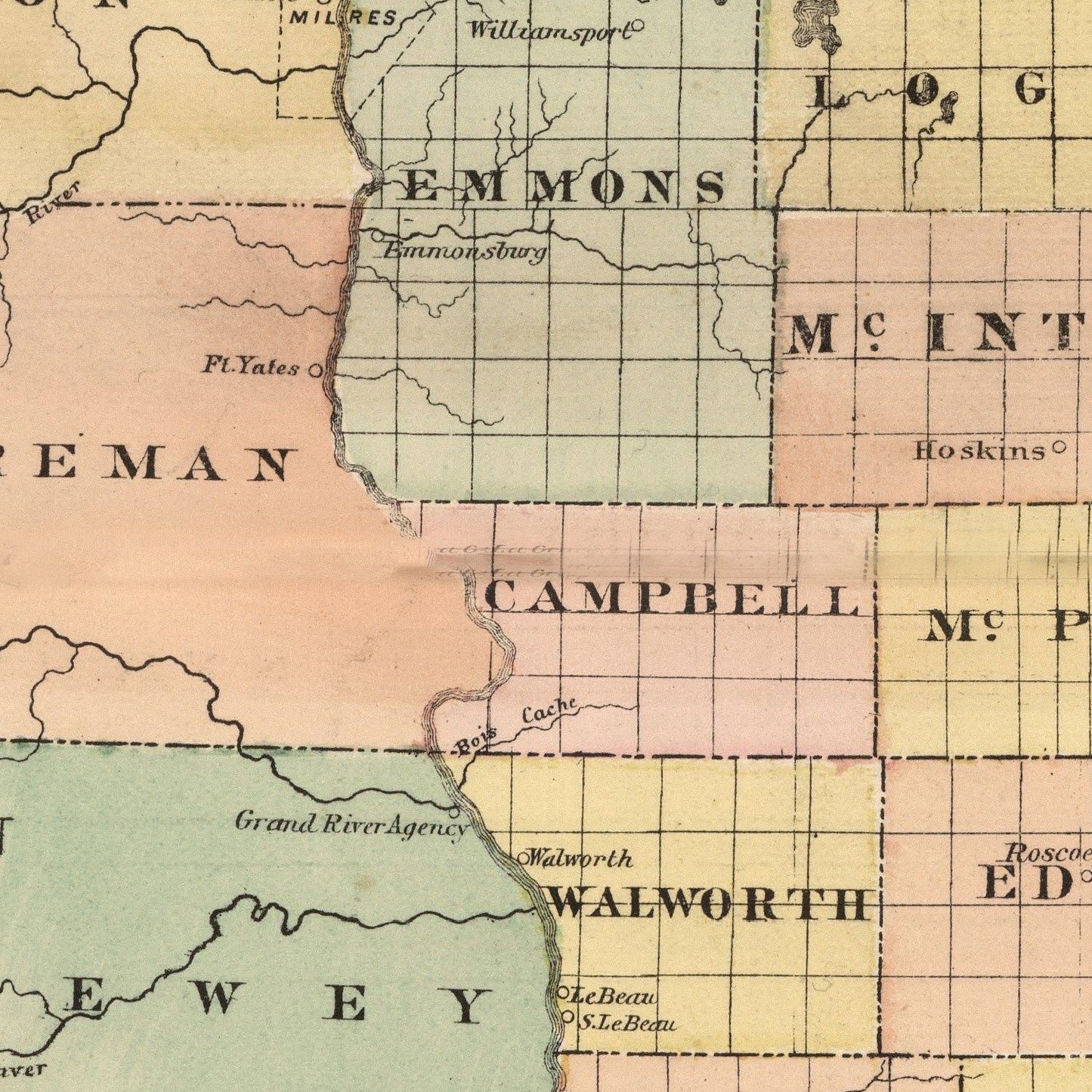 Vintage Map of Dakota Territory, 1885