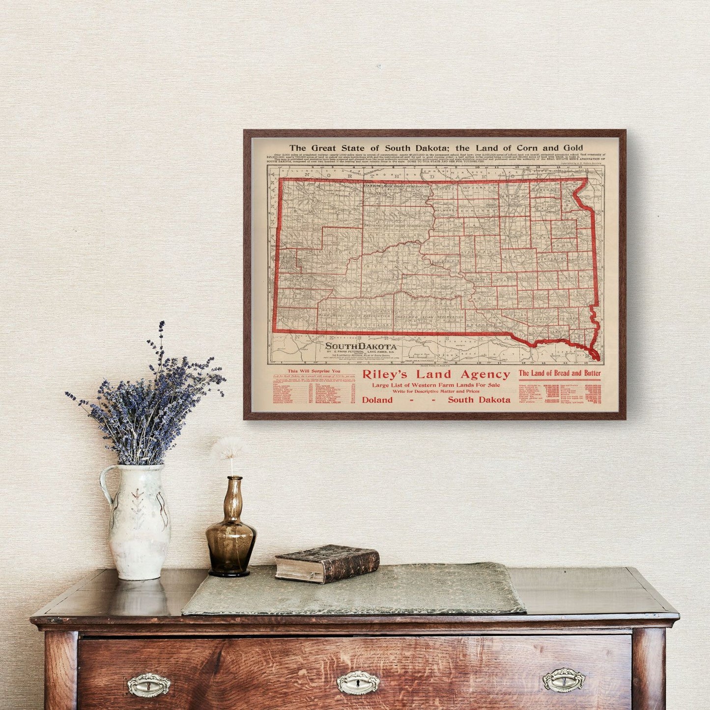 Vintage Map of South Dakota, 1906