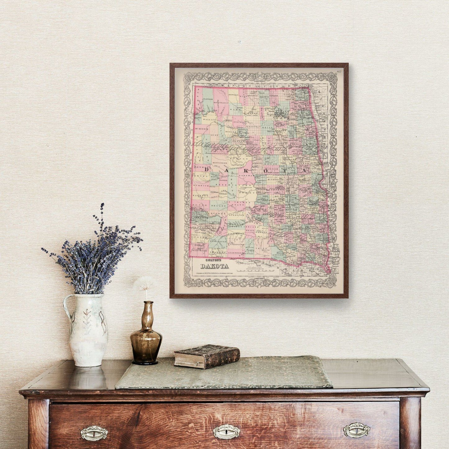 Vintage Map of Dakota Territory, 1876
