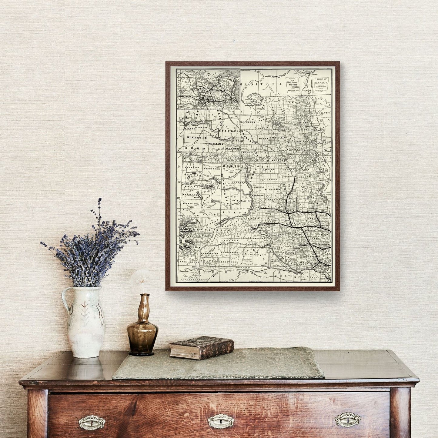Vintage Map of Dakota Territory, 1888