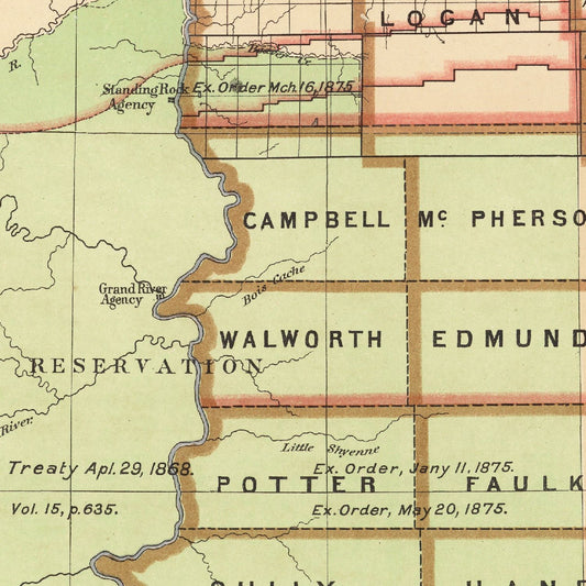 Vintage 1876 Dakota Territory Historic Map