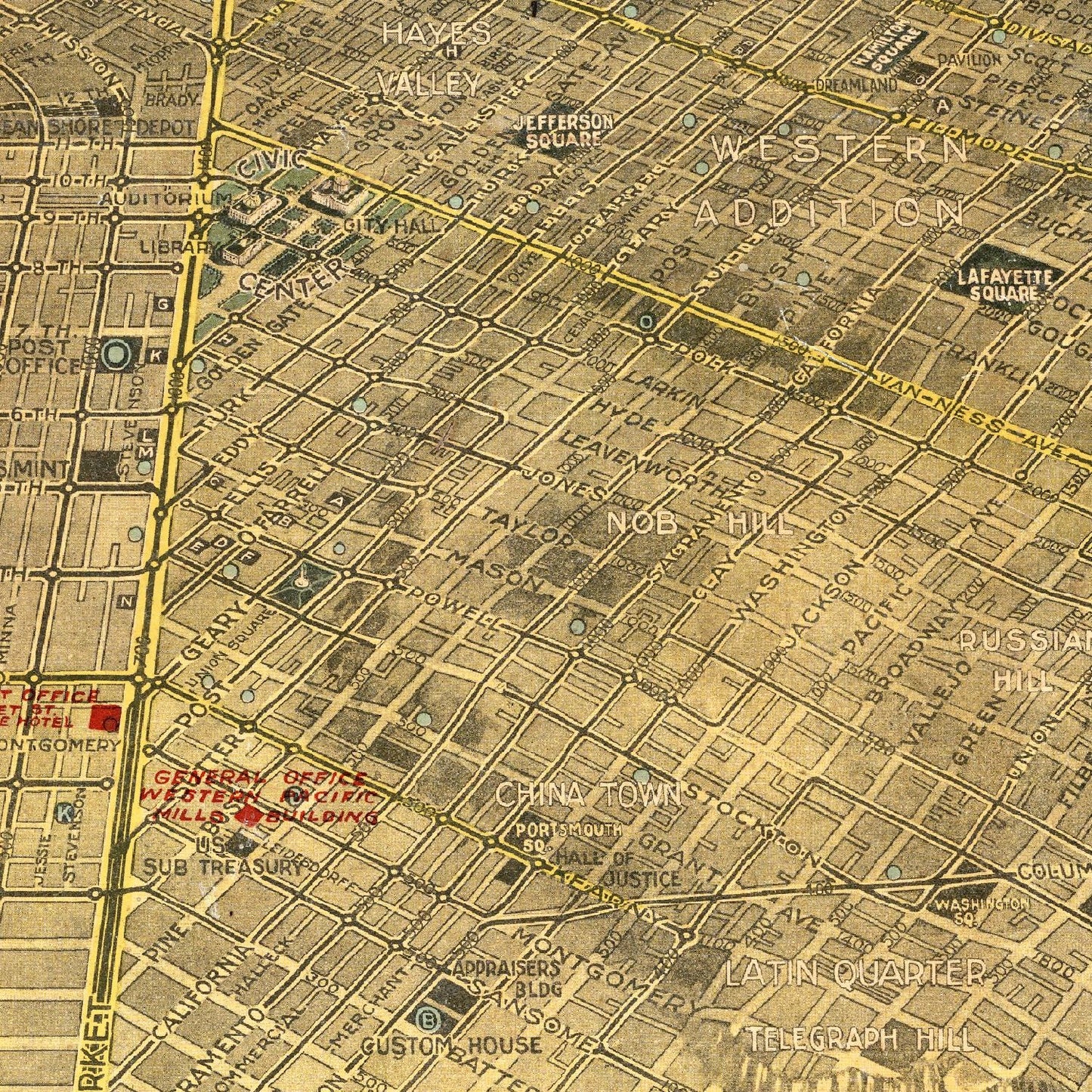 Vintage Map of San Francisco, California, 1914