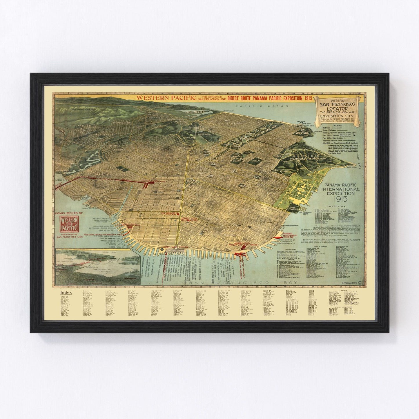 vintage map of San Francisco, California, 1914