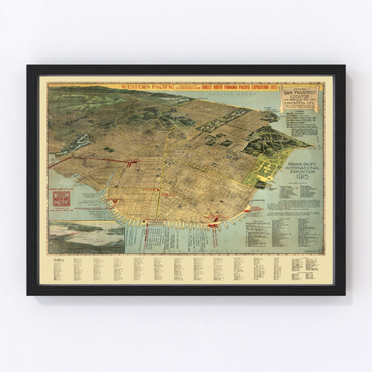 vintage map of San Francisco, California, 1914