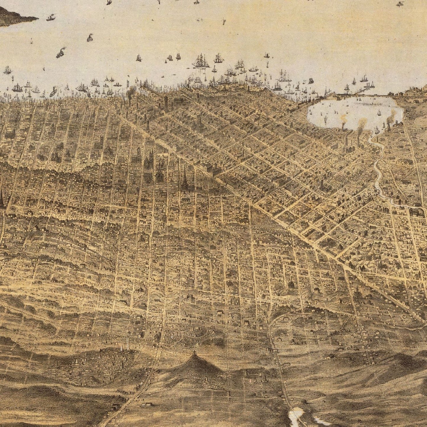 Vintage Map of San Francisco, California, 1868
